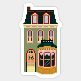 Festive Green House Pixel Art Sticker